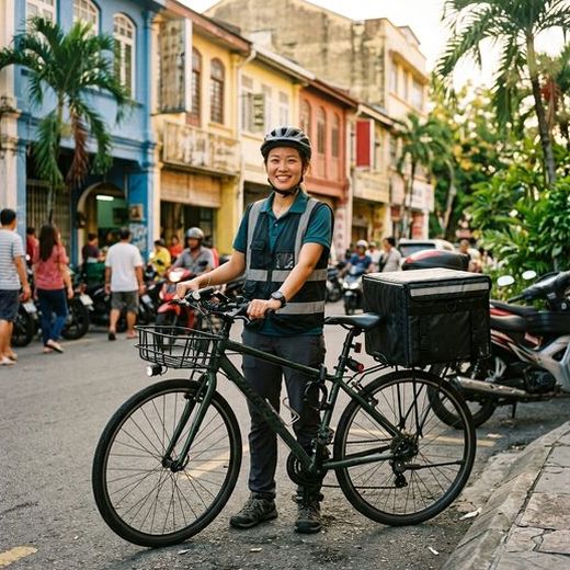Courier with a bicycle